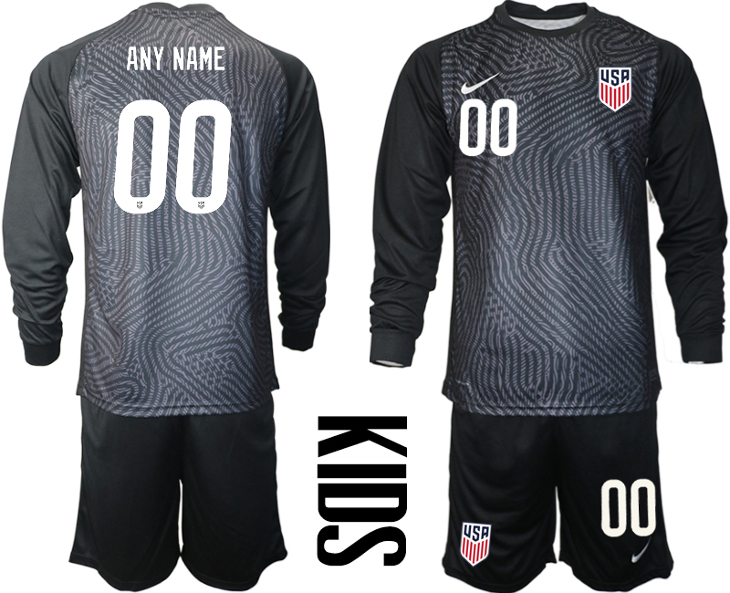 Youth 2020-2021 Season National team United States goalkeeper Long sleeve black customized Soccer Jersey->customized soccer jersey->Custom Jersey